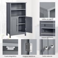 Armario de Baño de Madera Organizador de Almacenamiento con Estante 50x30x92,5cm - details 16