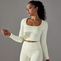 Nessaj-camisas de yoga sin costuras para mujer, top corto de manga larga, ropa deportiva para yoga, fitness, gimnasio, entrenamiento, correr - details 9