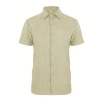 Camisa clásica de manga corta para hombre, camisa informal de Color sólido para vacaciones de verano - details 2