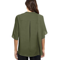Camiseta de manga corta para mujer, Top de manga corta con cuello en v, informal, camisetas de verano con volantes - details 20