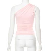 Camiseta sin mangas con espalda descubierta y un solo hombro, color caramelo, Ustada, sexy, sin cuello, casual - details 30