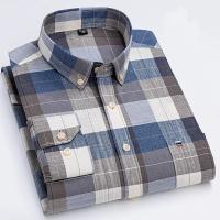 Camisa 100% de algodón para hombre, camisa Oxford informal a cuadros de manga larga con estampado de Color sólido, camisa de vestir Formal de ajuste Regular de gran tamaño 7XL 6XL 5XL - details 8