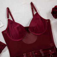 Nueva lencería erótica banda empalme guantes ajustados conjunto de tres piezas camisón camisón ropa interior sexy lencería erótica para mujeres - details 28