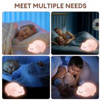 Bonita lámpara LED de silicona con Sensor táctil para niños, luz nocturna de animales, decoración de cabecera, regalo de cumpleaños - details 10