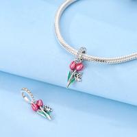 -Colgante de Plata de Ley 925 para mujer, dije de mariposa de tulipán rosa, compatible con Pulsera Original, collar, joyería de lujo, regalos - details 3