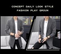 Suéter de otoño e invierno para hombre, suéter de punto, chaqueta, cárdigan largo para hombre, suéter de lana, suéter de color sólido - details 11