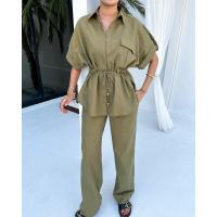 Novedad de verano, moda informal para mujer, conjunto de dos piezas con bolsillo y cordón estilo Cargo, ropa de mujer - details 13