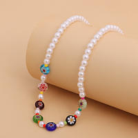 Collar de perlas de cristal con flores coloridas para mujer, collar corto geométrico de moda - details 9