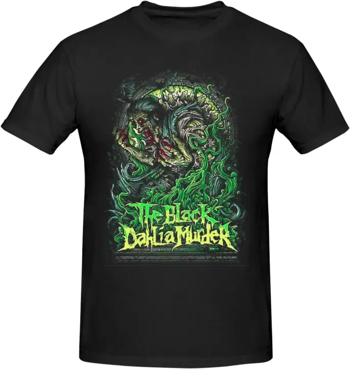 Camiseta de manga corta para hombre, camisa informal de algodón con cuello redondo, color negro, Dalia Murder, Verano - 1