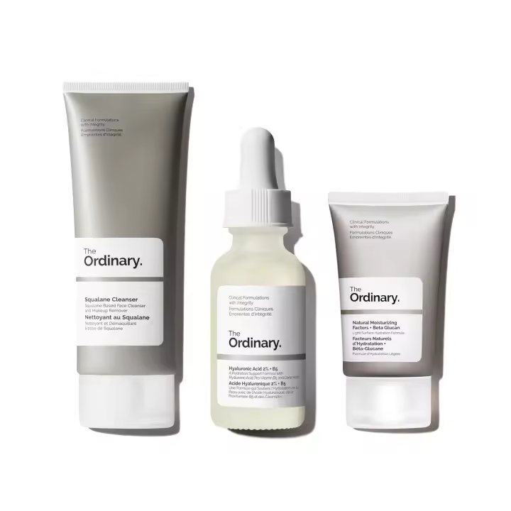 The Ordinary Series Juego de cuidado de la piel para pieles grasas Ácido hialurónico 2%, + Limpiador de escualano B5 5,1 onzas, factor hidratante natural+β - - 1