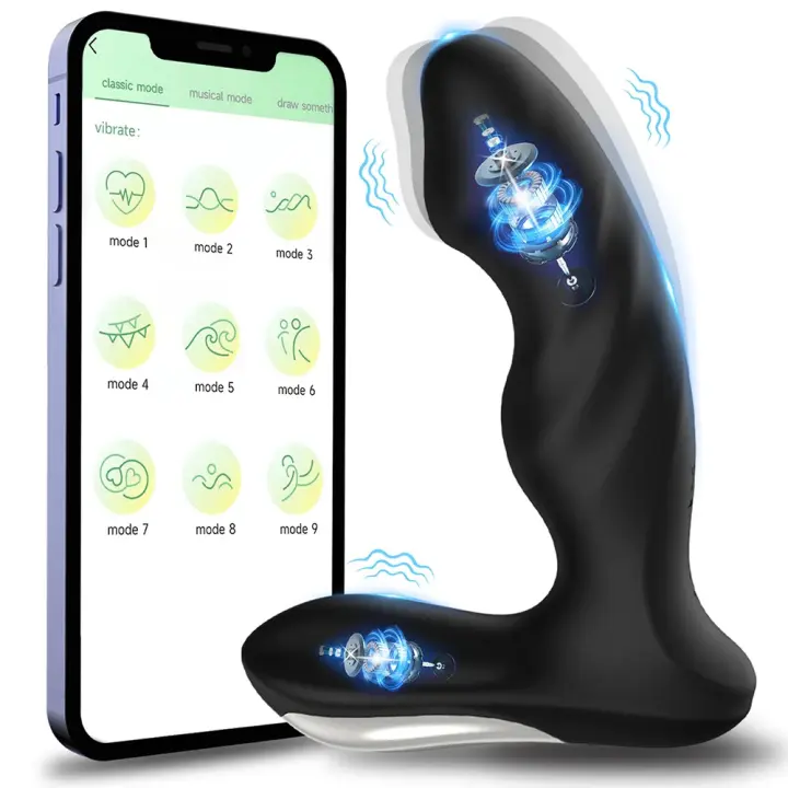 Aplicación Control remoto Masajeador de próstata Juguetes sexuales Herramientas de masturbación masculina femenina para gays Vibración de 9 frecuencias Doble motor Butt Plug Productos para adultos - 1