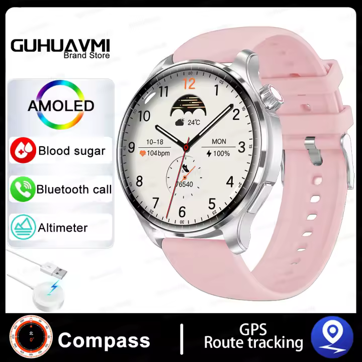 MOV 2024 Nuevo Reloj inteligente de Llamada Bluetooth de pantalla de Alta Definición de 1,6 pulgadas GPS Masculino Rastreador de fitness Deportivo Reloj waterproof NFC para Android Ios Reloj de Monitoreo de Azúcar en sangre - 1