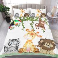 Juego de Ropa de Cama con Elefante y Flores para Bebé Animal de Dibujos Animados Lindo Cubierta de Edredón de Giraffe para Niñas y Niños - details 2