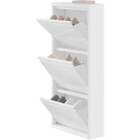 3 Cajones Abatibles Mueble Recibidor Organizador para Zapatos Estrecho Metal Ahorro Espacio Blanco 50x15x106 cm - details 3