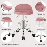 Silla de Oficina de Cuero Sintético Silla de Escritorio sin Brazos Taburete Giratorio para Sala de Masaje SPA Taburete de Tocador Blanco - details 27