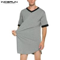 2024 batas de dormir para hombres, camisón de manga corta con cuello en V, ropa de casa acogedora de retazos, albornoces holgados a la moda para hombres, bata - details 4