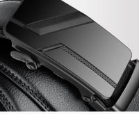 Cinturón de piel sintética para hombre, accesorio de talla grande, 105, 150, 140, 130, 160, 170cm, marca de moda, hebilla Simple automática, negro, 3,5 cm de ancho - details 3