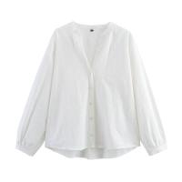 mujer Primavera 2025, moda, camisa bordada con agujeros, botón frontal, manga larga, cuello en V, blusa blanca, blusas 2025, moda, agujeros, botón, manga, cuello en V, blusa, - details 0