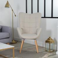 Sillones de salón Butaca nórdica Sillas Escandinavo Relax Acolchado con reposabrazos y patas de madera, tela, para dormitorio comedor, gris - details 23