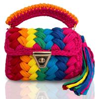 Bolsos de mano tejidos a mano para mujer, bolsos coloridos, bolsos cruzados con cadena, a la moda - details 6