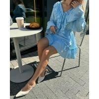 Mini vestido elegante alto con manga larga, agujero en la cintura, lazo de moda para mujer - details 24