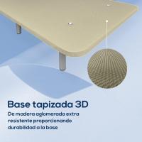Base Tapizada 3D Extra Reforzada, Resistente y Robusta, con Barras de Refuerzo y 6 Patas metálicas roscadas de 25cm, 150x190, Beige - details 2