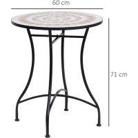 Mesa de Jardín Mesa Mosaico Cerámica y Redonda Mesita de Café para Terraza Balcón Φ60x71cm - details 2