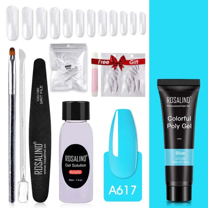 ROSALIND-Juego de esmaltes acrílicos para uñas, conjunto de herramientas de manicura para extensiones de uñas, capa superior y Base de Gel acrílico transparente UV - 1