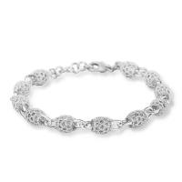 Pulsera 925 plata cuentas para mujer, brazalete bola suerte ajustable, hueco lujo, regalo boda - details 0