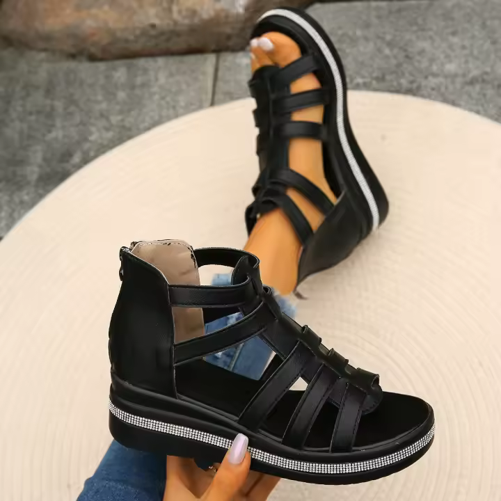 Sandalias de moda de verano, zapatos de tacón con cuña para mujer. - 1