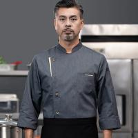 Camiseta de chef de manga larga para hotel, chaqueta de uniforme de chef, abrigo de chef de restaurante, servicio de comida de panadería, ropa de cocina transpirable con logo. - details 6