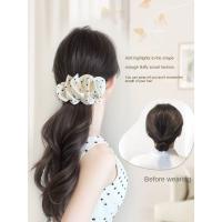 Extensión de cabello de cola de caballo con lazo de lunares blancos estilo Ballet, peluca ondulada y rizada sintética suave resistente al calor - details 5