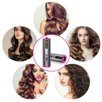 Set de Rizos sin Cable Automático Rotativo Hierro de Rizos Ajustable de Temperatura con Pantalla LED Herramienta de Estilismo de Belleza - details 8