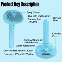 Peine en aerosol para el pelo de mascotas, autolimpiante, colorido, antisalpicaduras, cepillo eléctrico para gatos, botón de liberación, herramienta de aseo - details 2