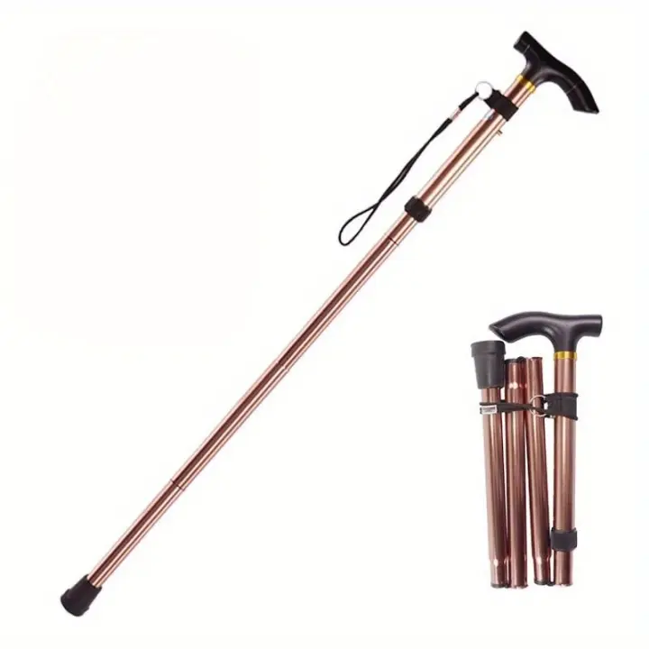 Bastón de senderismo plegable y liviano con punta de goma, altura ajustable y agarre antideslizante para caminatas y mochilas - 1