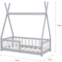Cama de Niños Pequeños Tipi Indio Montessori Seguridad Máx. 80kg Natural Tamaño 70x140cm - details 7