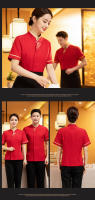 Ropa de trabajo para camarero de hotel, uniforme de manga corta para restaurante chino, comedor, club, servicio de limpieza de habitación de hotel, verano, mujer - details 11