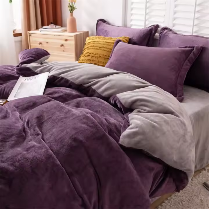 Cubierta de Edredón de Franela para Invierno Moda Doble Color Suave y Cálido Cubierta de Colchón Gruesa y Cómoda para Adultos y Niños - 1