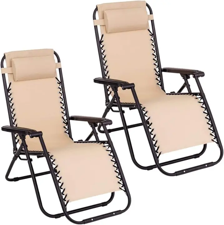Pack de 2 sillas, Tumbonas Gravedad Cero reclinables con Bloqueo de Seguridad de Tejido Oxford y Acero de 95x65x106 cm, Hamacas jardín con cojín (Negro) - 1
