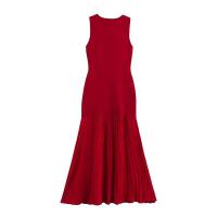 ZBZA Vestido largo de mujer de tela suave de retales con cuello redondo sin mangas de una línea a media pantorrilla caída primavera verano moda casual - details 2