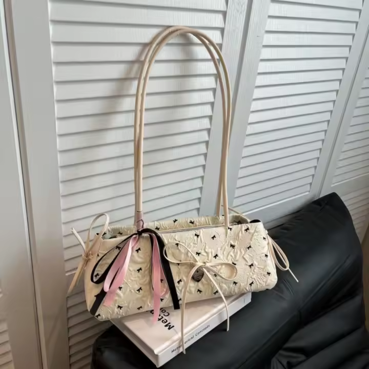 Bolso de hombro con lazo francés que combina con todo, bolso de mano francés para ir al trabajo, bolso con cremallera para axila, bolso de ocio para mujer - 1