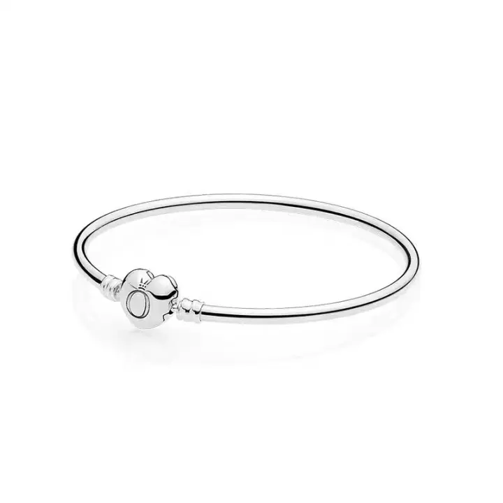 Pulsera clásica en forma de corazón de plata de primera ley - 1