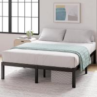 150x190 cm - Altura 36 cm con almacenamiento debajo de la cama - Estructura de cama de plataforma de metal con soporte de listones de acero - Negro - details 2