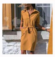 Vestido camisero de fiesta con cuello vuelto para mujer, manga tres cuartos, vestido informal holgado de talla grande, moda de verano - details 7