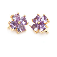 10 Uds. De latón y circonita de Color dorado de 18K, 3 agujeros, pulseras con conexión de flores, collares, cuentas espaciadoras, fabricación de joyas Diy de alta calidad - details 2