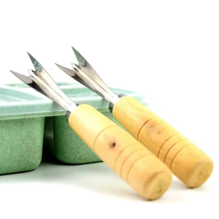 Removedor de semillas de piña de acero inoxidable, pelador de piña portátil con mango de madera, Clip multifuncional para excavación de ojos en el hogar - 1