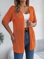 Cárdigans de punto de manga corta de color sólido casual para mujer - details 29
