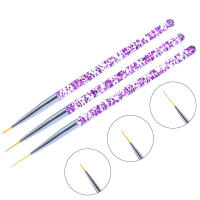 Pincel de Pintura de Línea de Arte de Uñas Set de 3 Pinceles de Brush de Gel UV Acrílico para Diseño Francés Herramienta de Manicura con Linea Cristal y Brillo - details 1