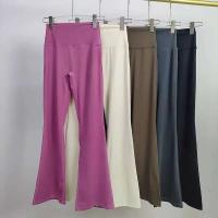 Leggings de yoga para acampar de cintura alta para mujer, pantalones deportivos de pierna ancha informales transpirables de alta gama para gimnasio - details 2
