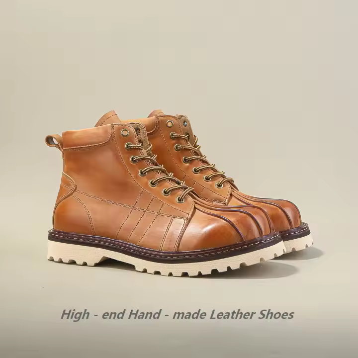Botas medianas informales de cuero Zapatos de cuero con cabeza de concha británica Botas de herramientas - 1